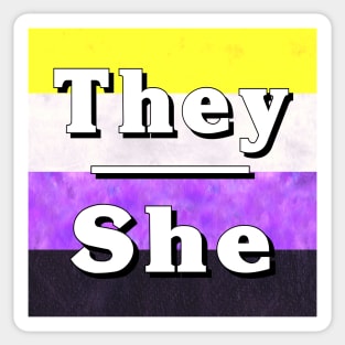 They-She Pronouns: Non-Binary Sticker
